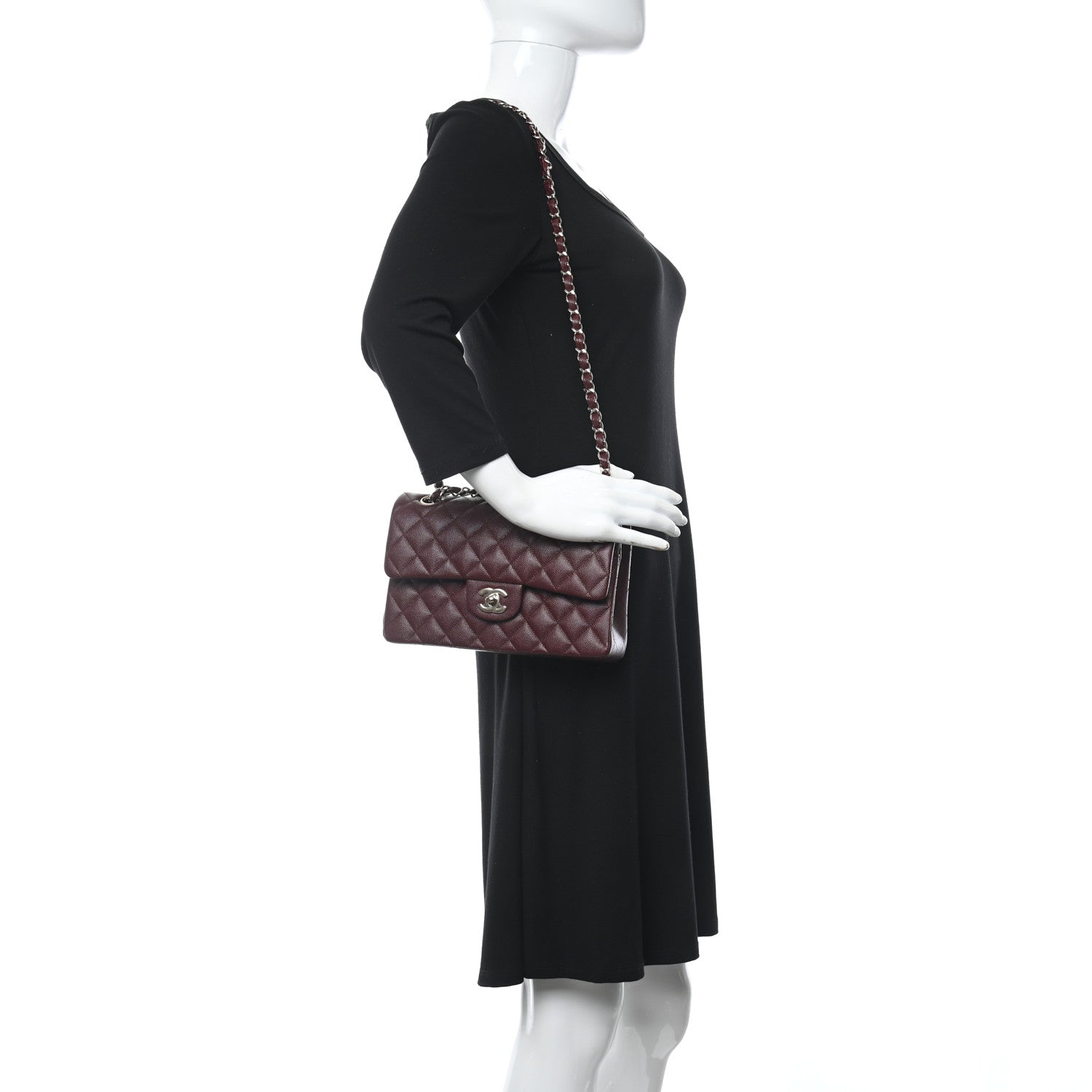 Chanel Caviar Quilted Small Double Flap Burgundy 3 of 5