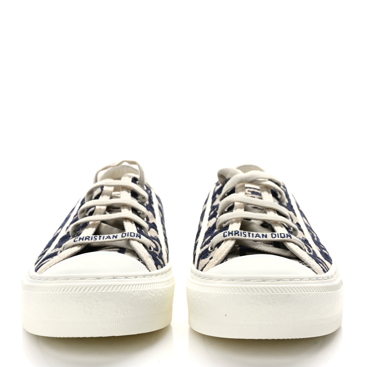 Christian Dior Canvas Oblique Walk'N'Dior Low Top Sneakers 37 Deep Blue 1 of 7