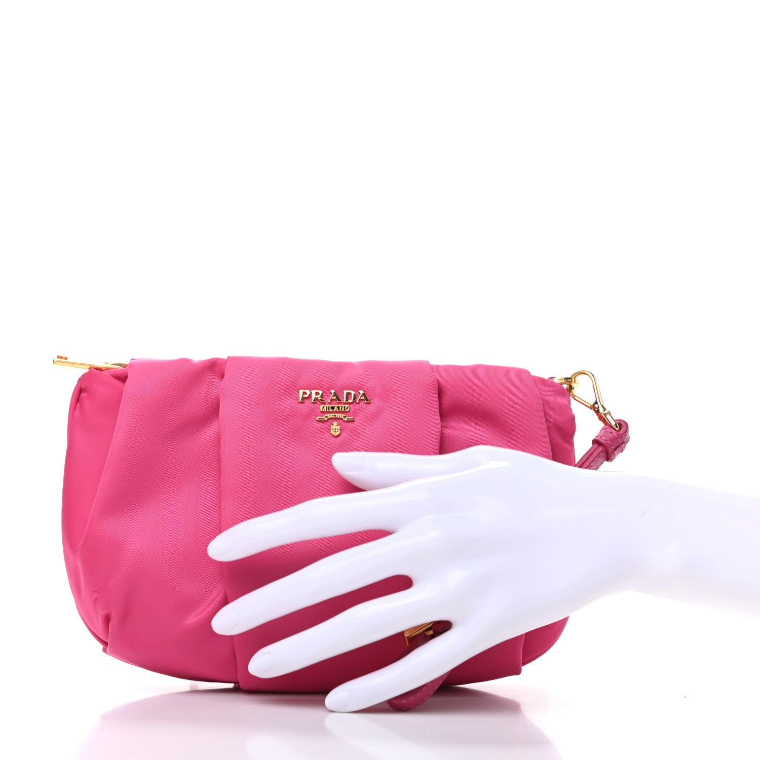 Prada Tessuto Nylon Wristlet Clutch Fuxia 2 of 10