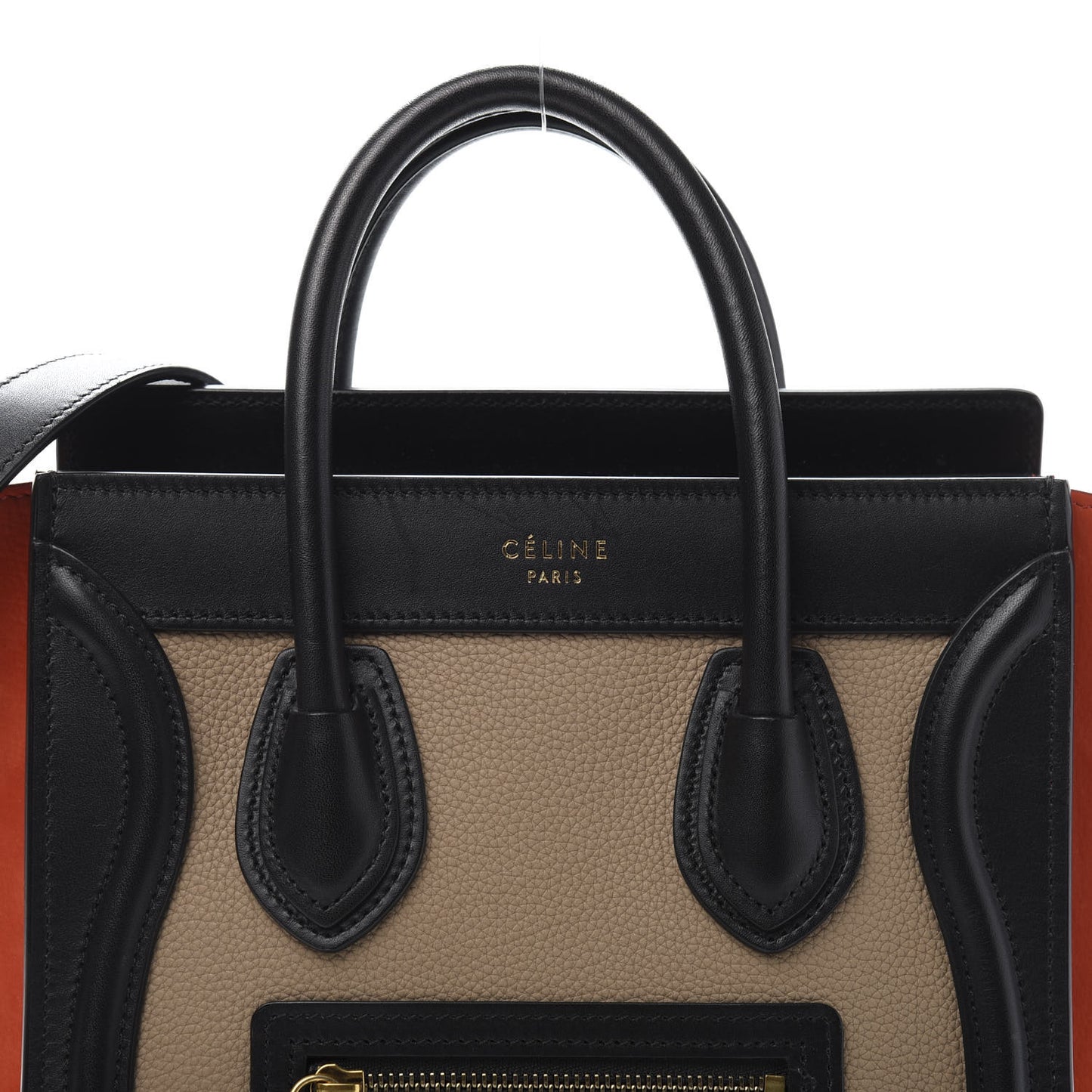 Drummed Calfskin Nubuck Nano Tri-Color Luggage Beige