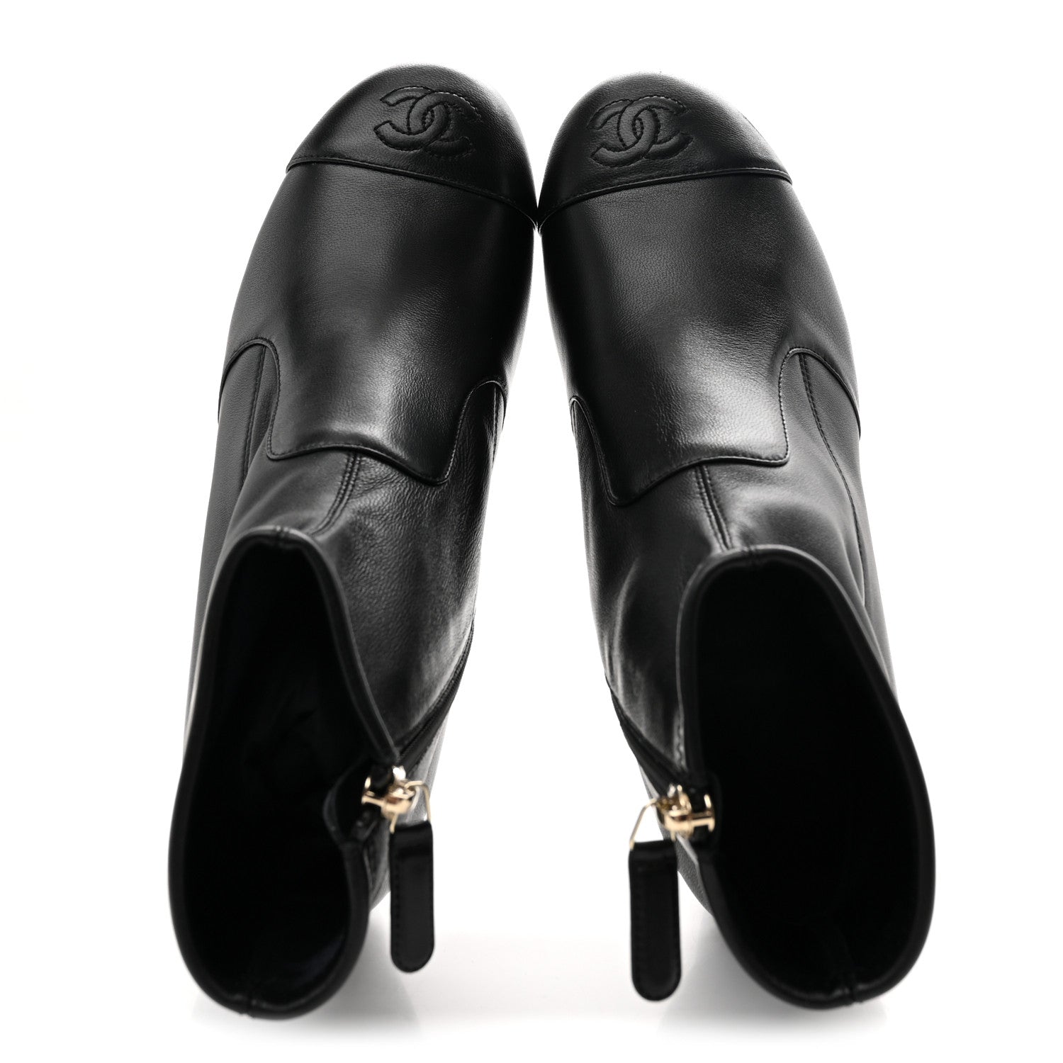Chanel Stretch Lambskin Cap Toe CC Short Boots 37.5 Black 2 of 10