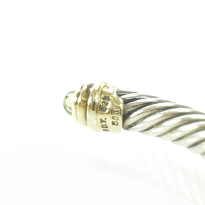 David Yurman Sterling Silver and 14k Gold Peridot Cable Cuff 7 of 7