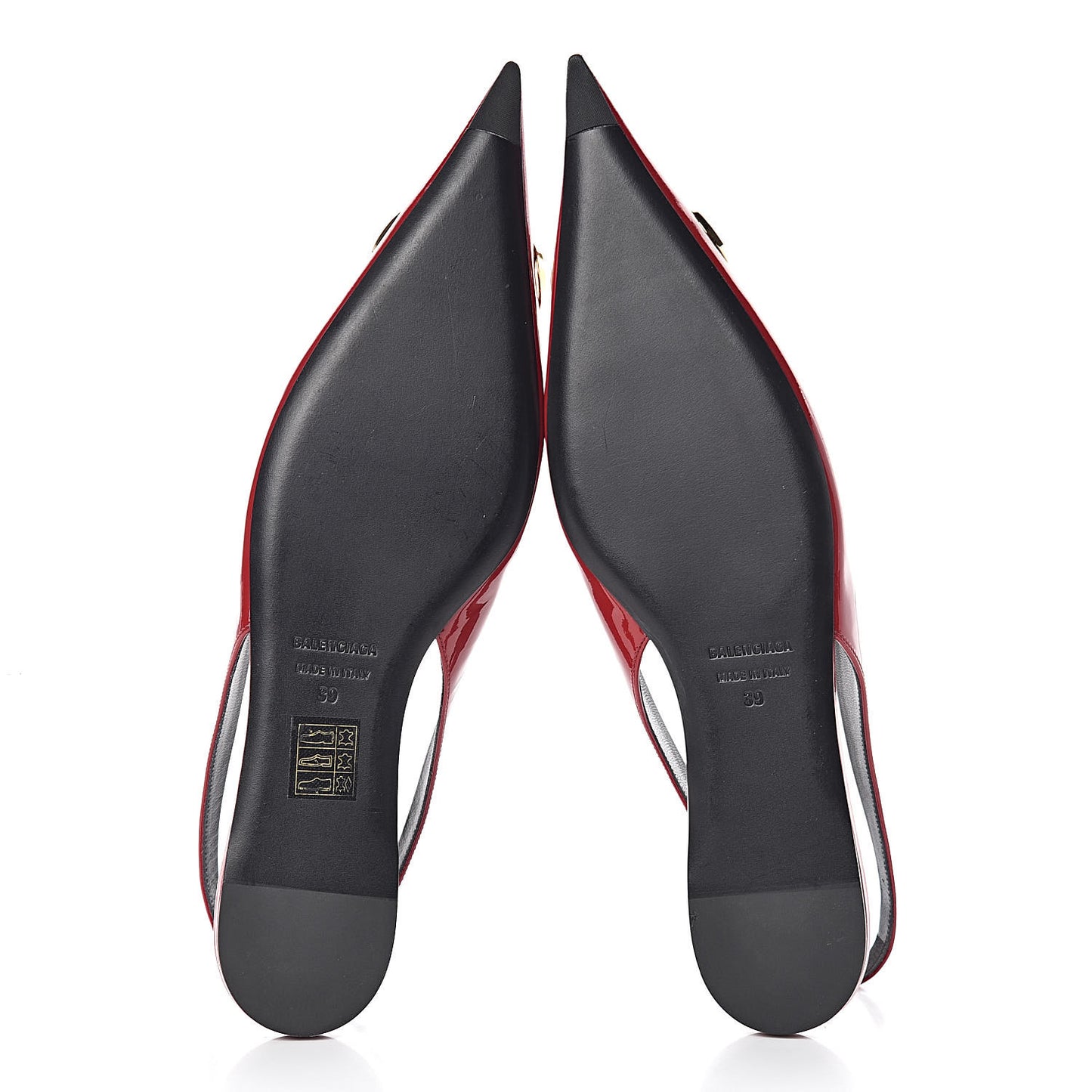 Patent BB Knife Pointy Toe Slingback Flats 39 Rouge Cardinal