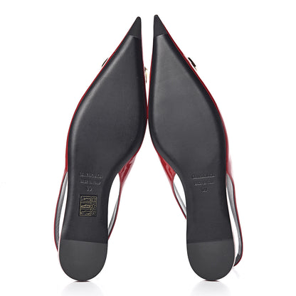 Balenciaga Patent BB Knife Pointy Toe Slingback Flats 39 Rouge Cardinal 8 of 9