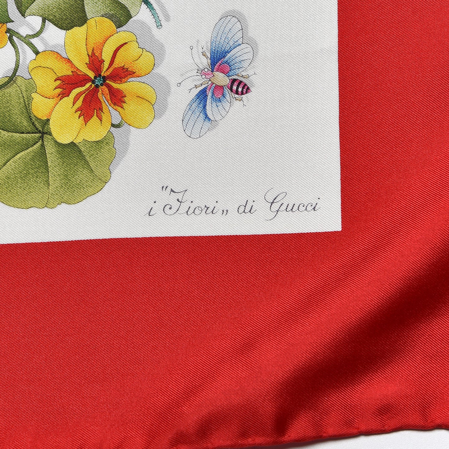 Silk Floral Square Scarf Red