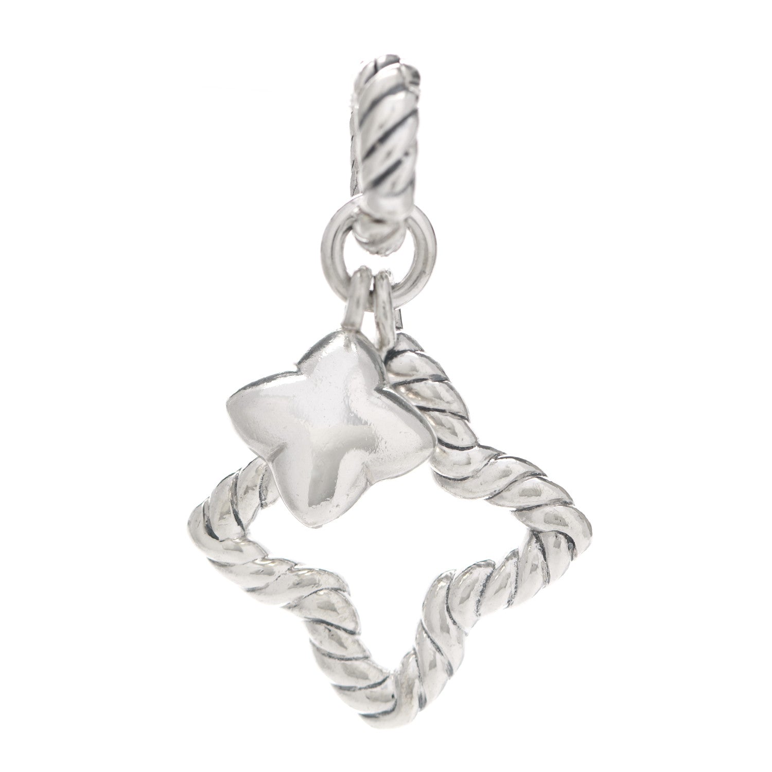 David Yurman Sterling Silver Double Quatrefoil Enhancer Charm Pendant 1 of 3