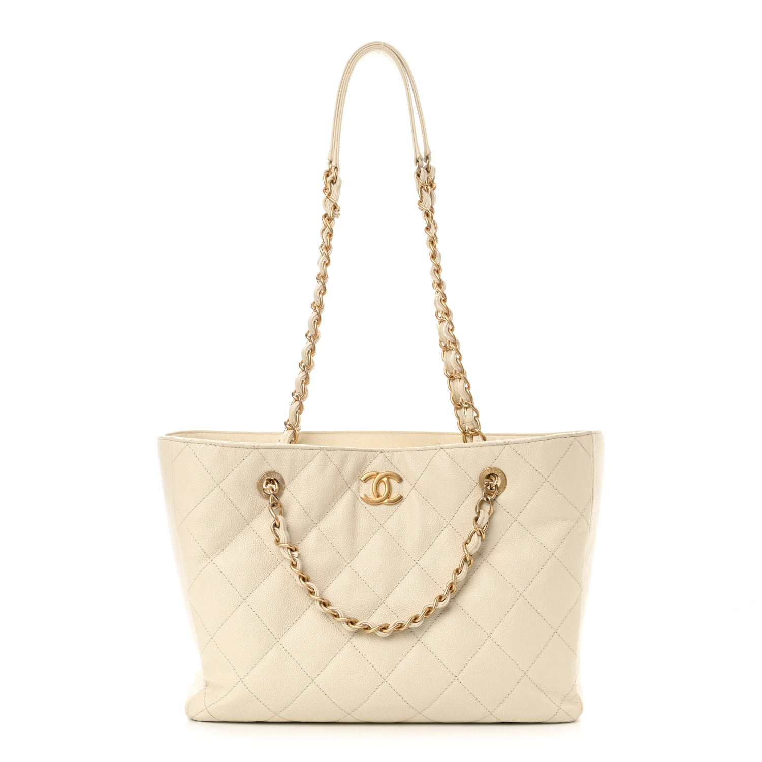 Chanel Caviar Quilted Small Shopping Tote White 1 of 10