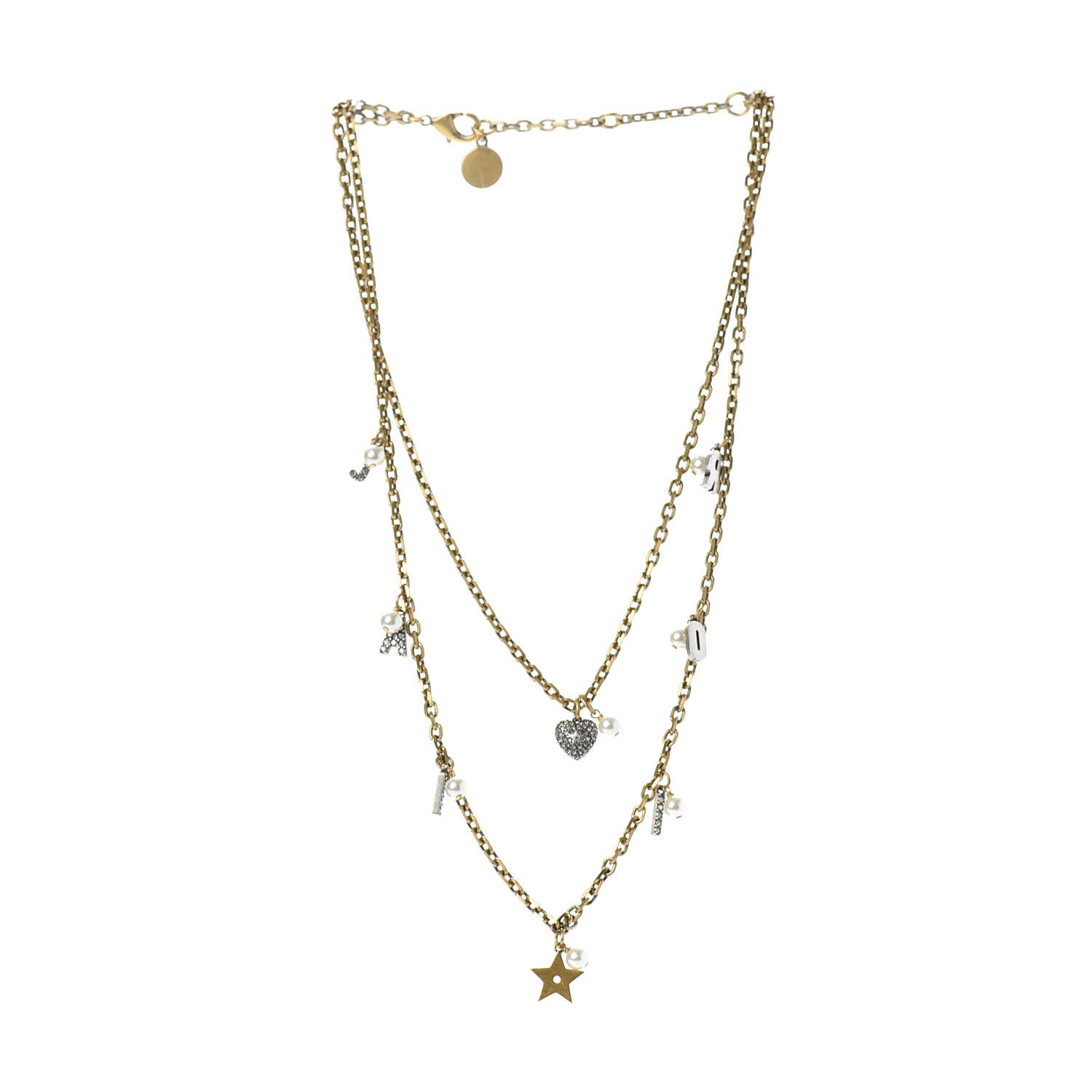Christian Dior Metal Star J'adior Multi Strand Necklace Aged Gold 3 of 5