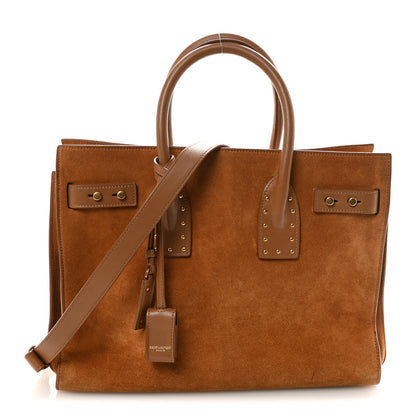 Saint Laurent Suede Calfskin Studded Small Sac De Jour Caramel Cognac 1 of 9