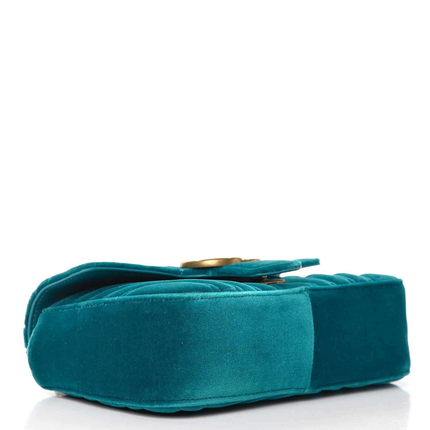 Gucci Velvet Matelasse Mini GG Marmont Shoulder Bag Pavone Cyan 4 of 7