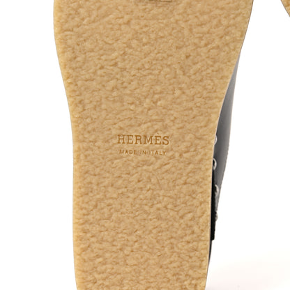 Hermes Calfskin Beechwood Earth Mules 37 Black 6 of 7
