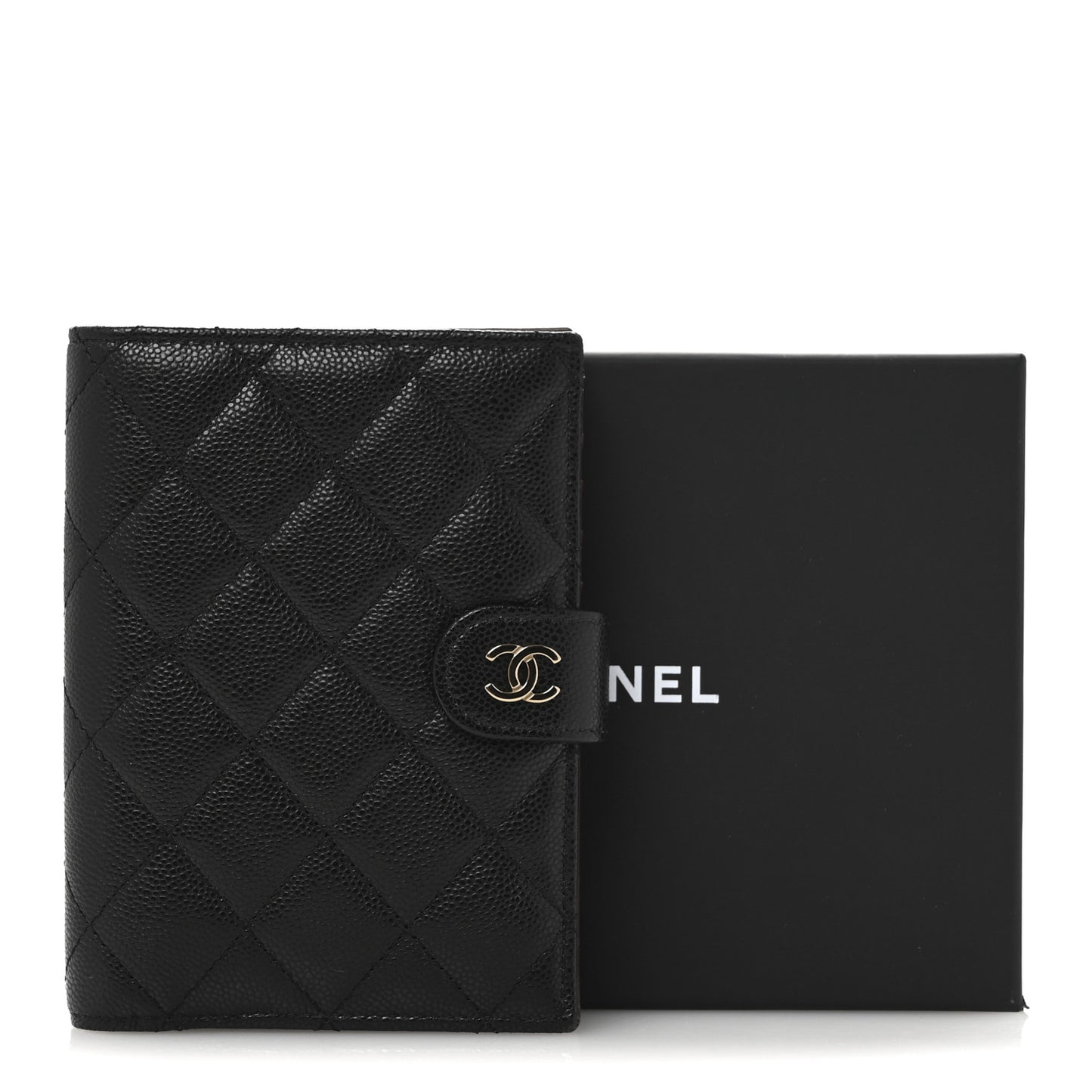 Caviar Quilted Passport Holder Black