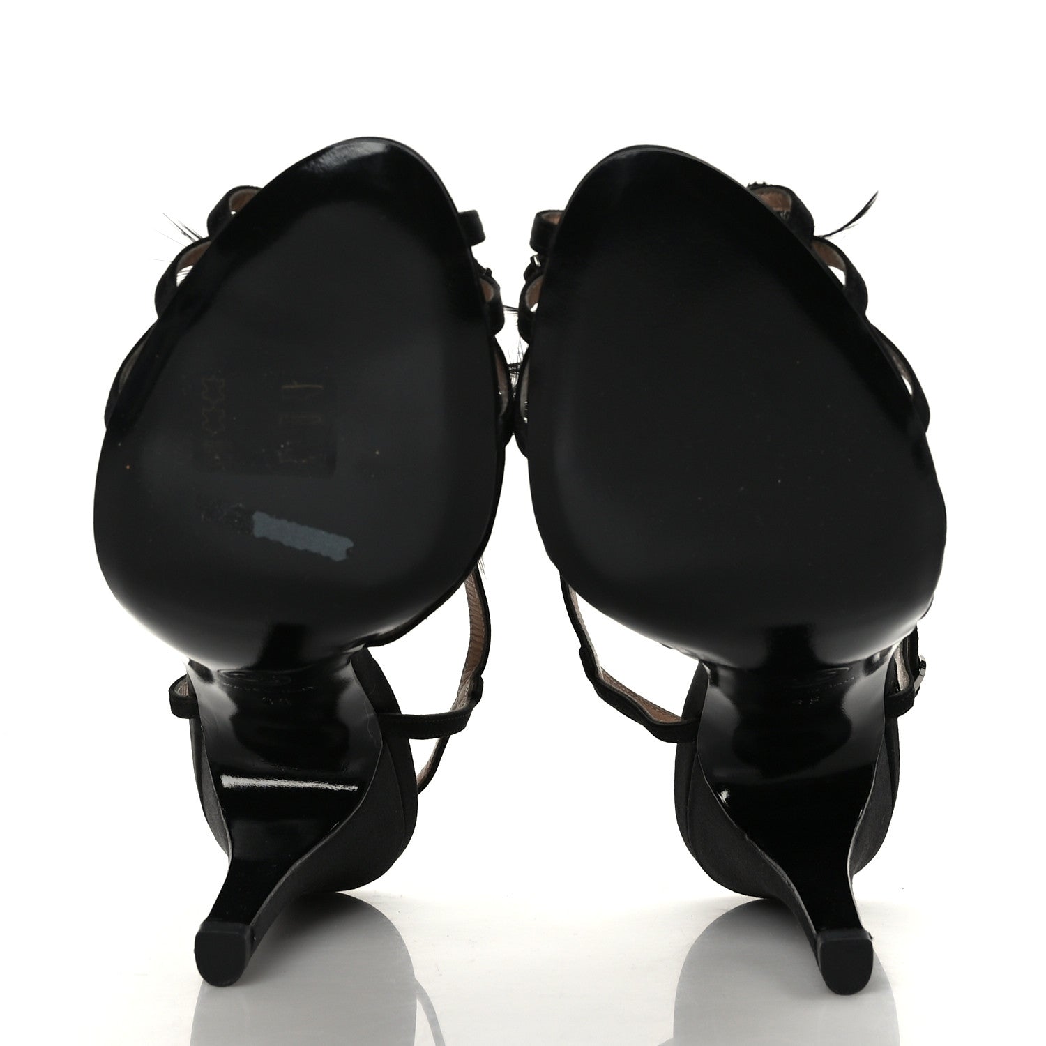 Chanel Satin Feather Gripoix Poured Glass Crystal CC Sandals 39 Black 5 of 7