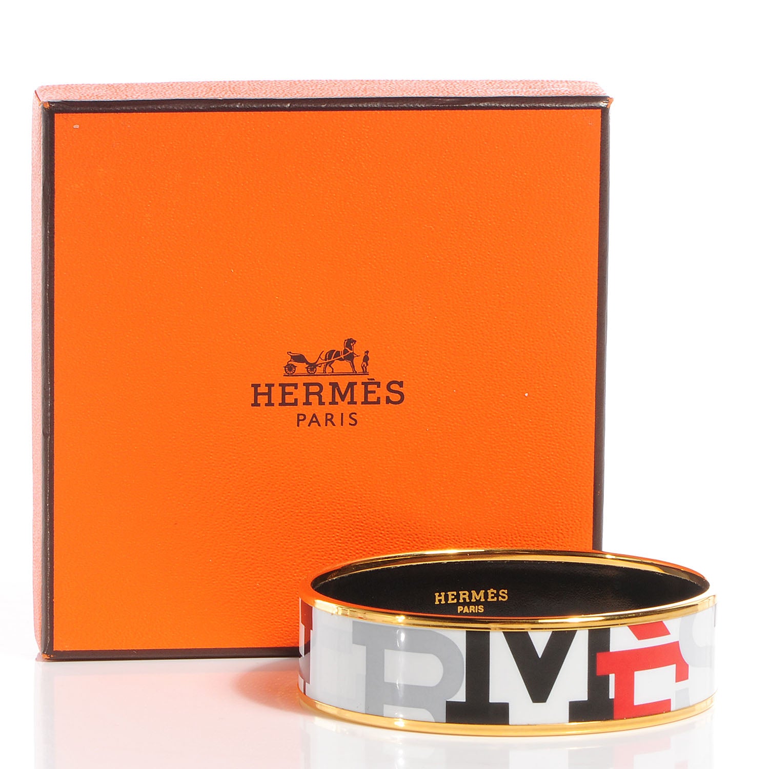 Hermes Enamel Printed Capitales Wide Bracelet 65 6 of 6