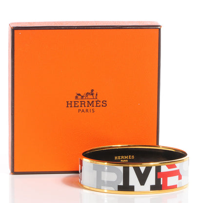 Hermes Enamel Printed Capitales Wide Bracelet 65 6 of 6