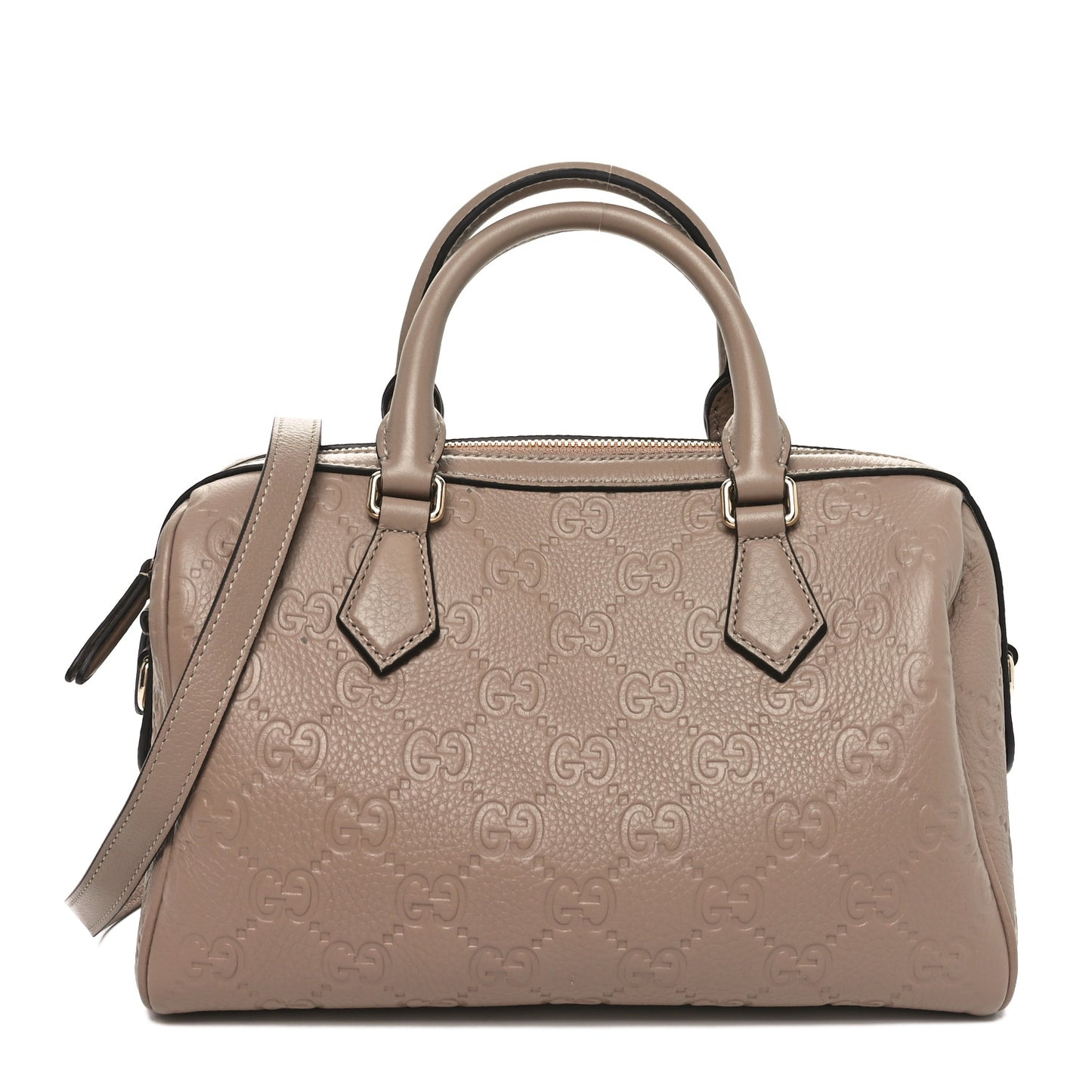 Calfskin GG Emblem Small Top Handle Bag Taupe