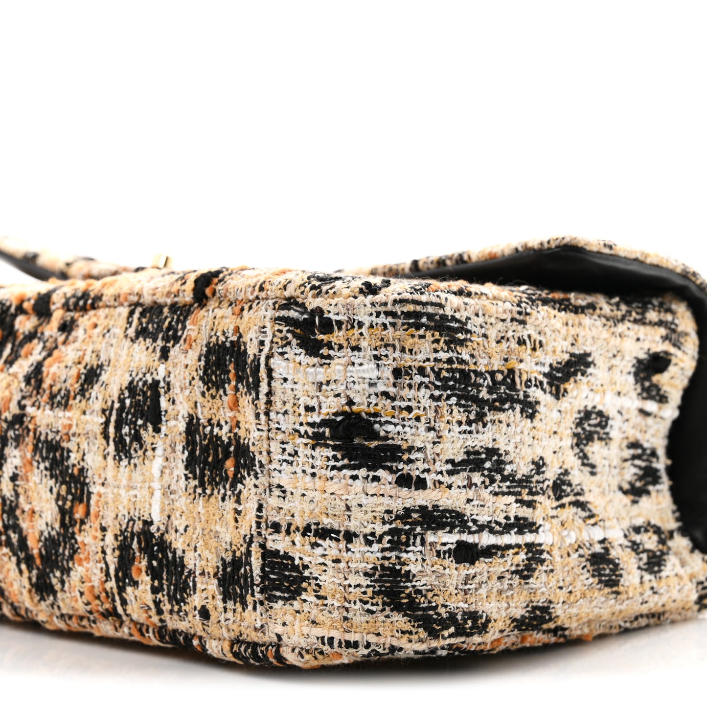 Tweed Mixed Fibers Leopard Print Small Souplissimo Maxi Flap Brown Black White