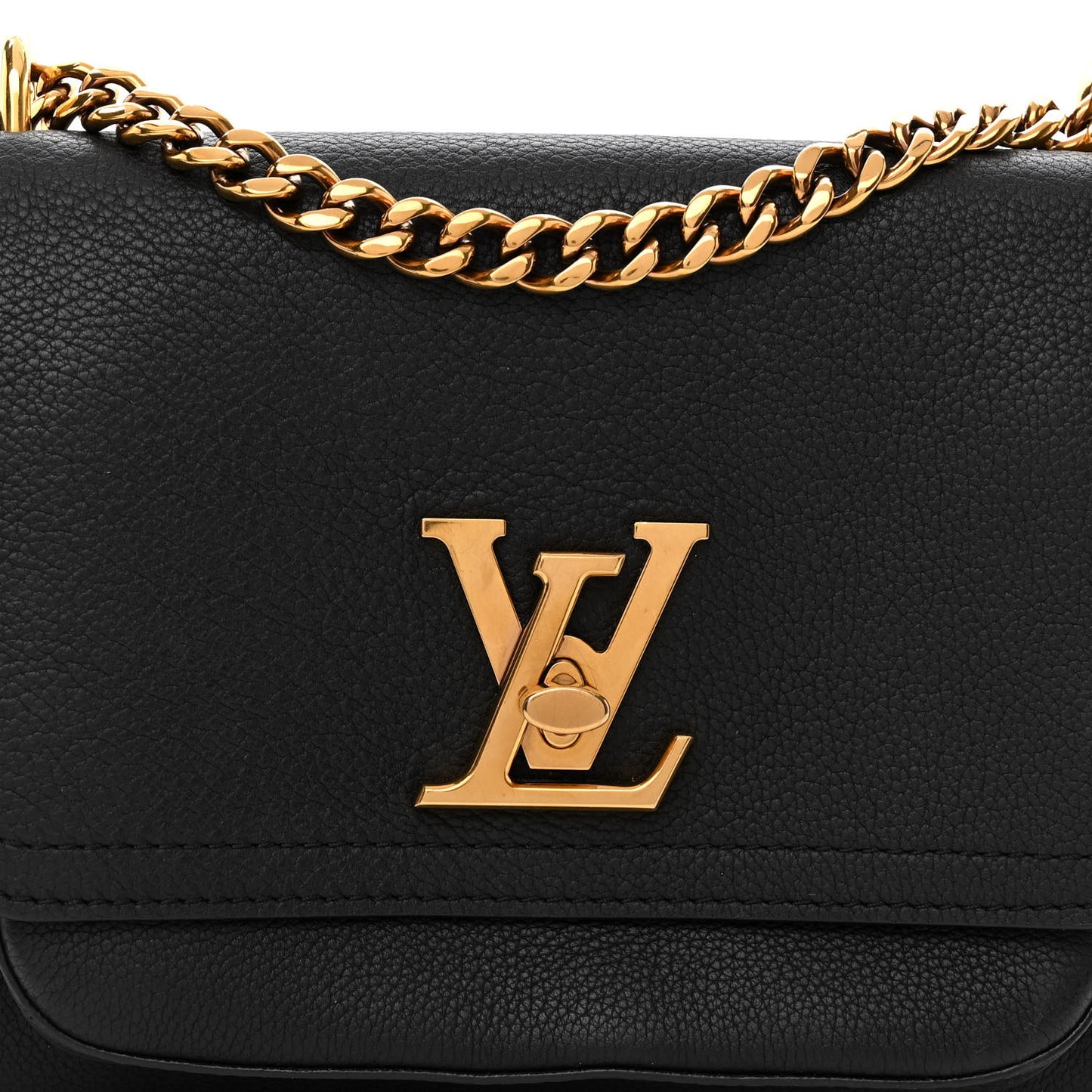 Grained Calfskin Lockme Chain Bag PM Black
