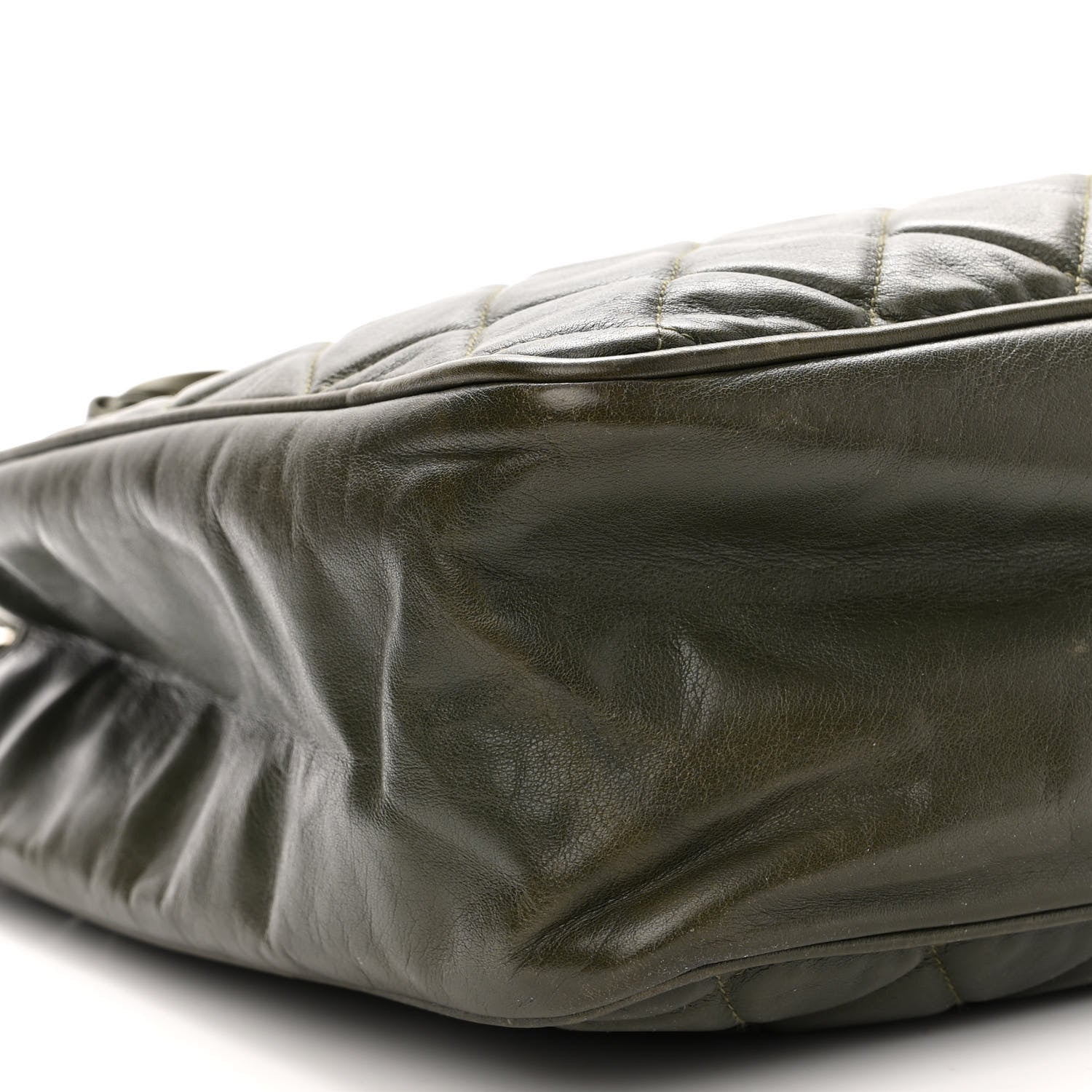 Chanel Lambskin Quilted Shopping Tote Green 9 of 10