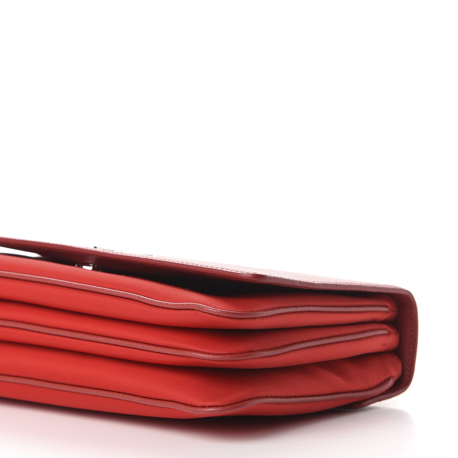 Prada Saffiano Tessuto Nylon Chain Shoulder Bag Rosso 10 of 11