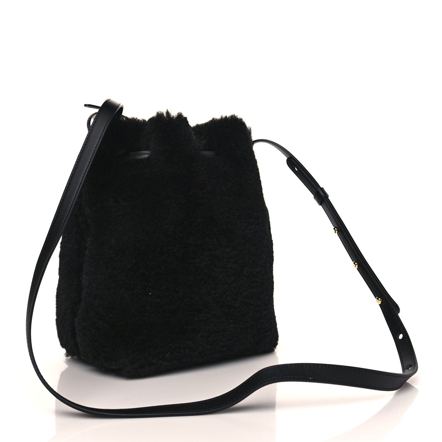 Shearling Mini Bucket Bag Black