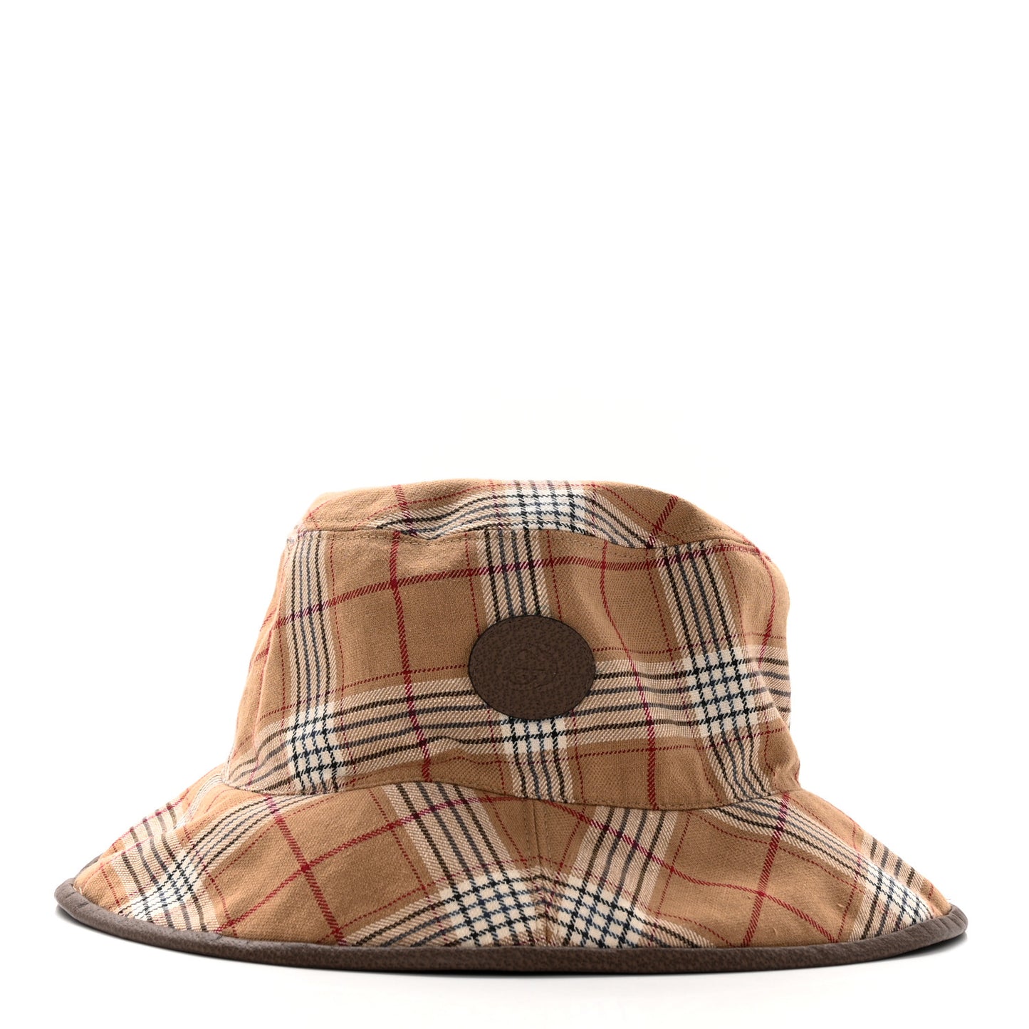 Monogram Plaid Bob Double Back Reversible Bucket Hat Beige