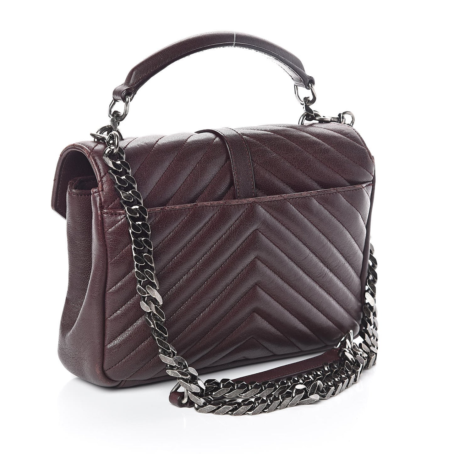 Sheepskin Matelasse Chevron Monogram Medium College Bag Amaranto