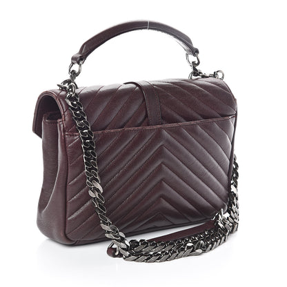 Saint Laurent Sheepskin Matelasse Chevron Monogram Medium College Bag Amaranto 3 of 8