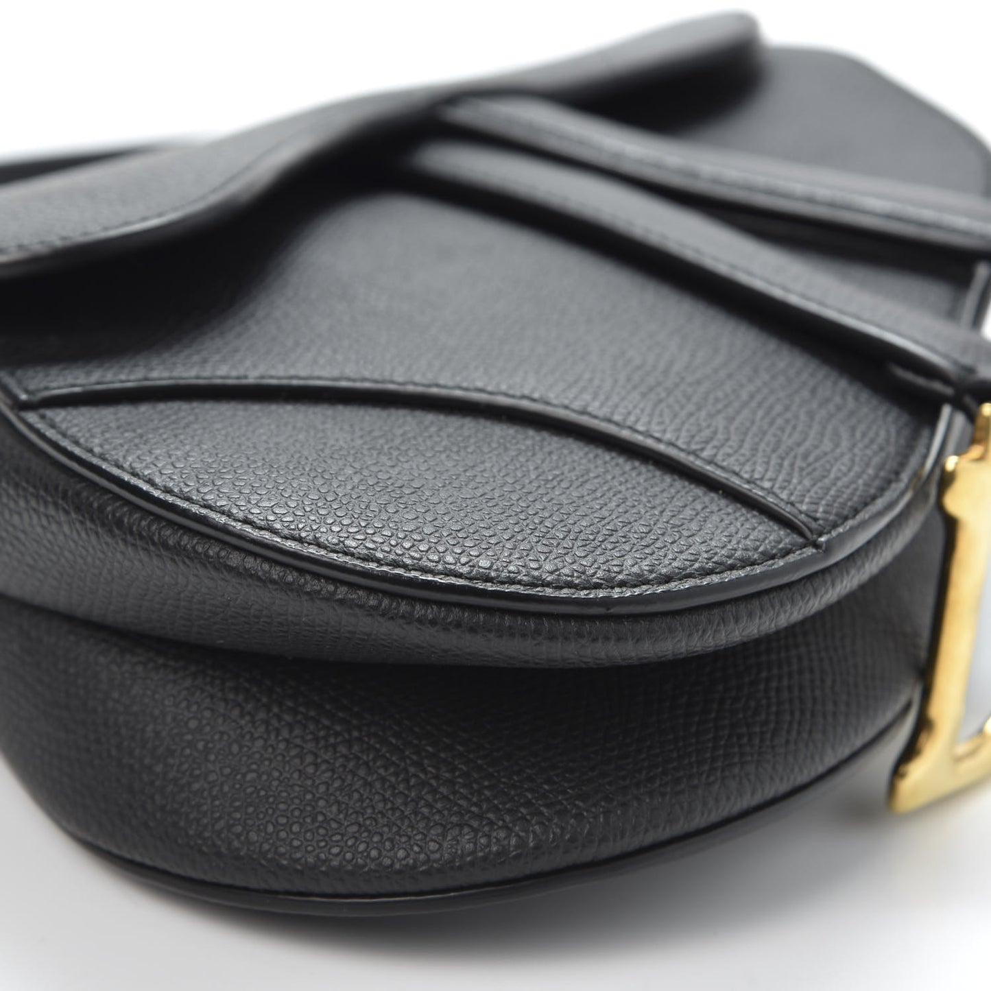 Grained Calfskin Mini Saddle Bag Black