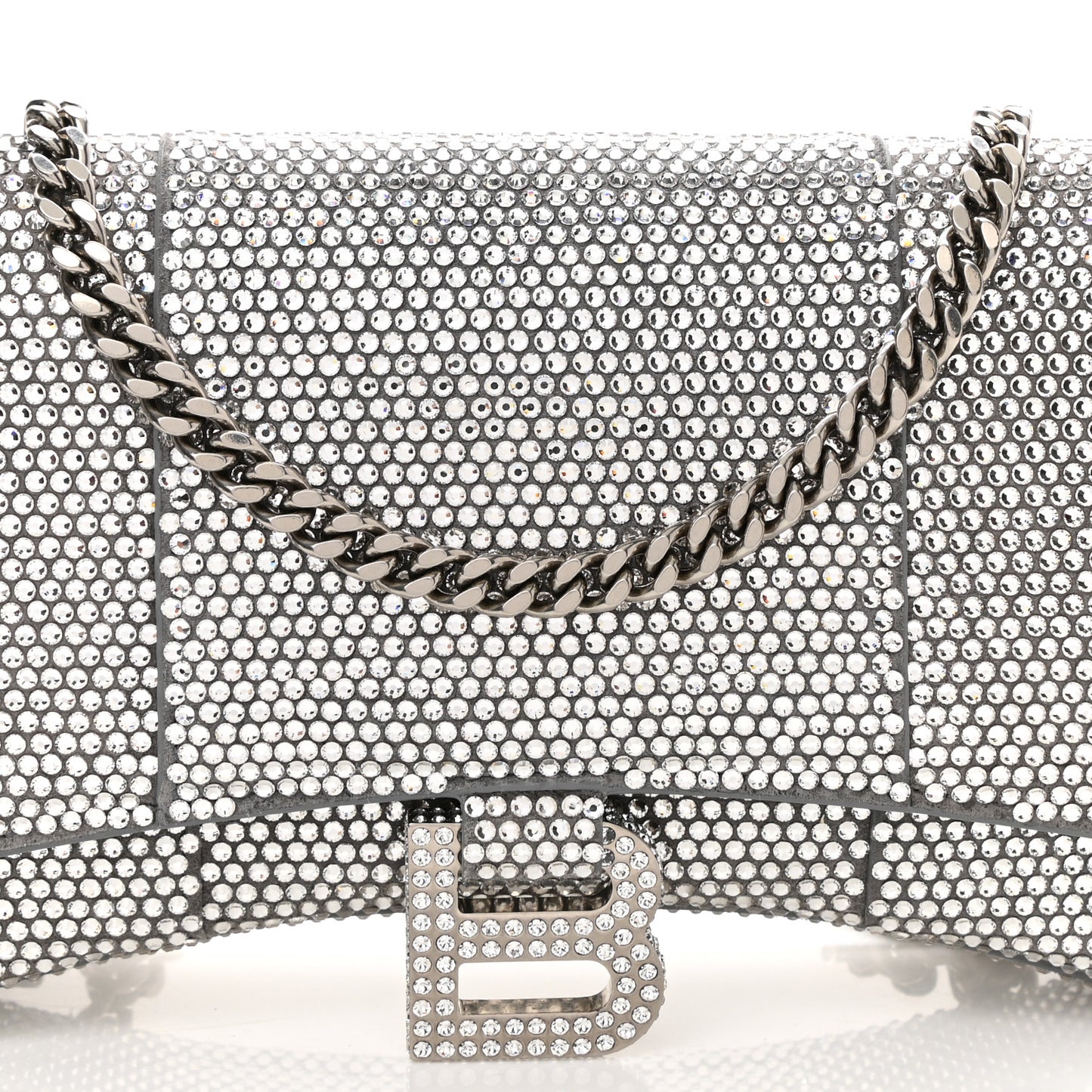 Strass Suede Hourglass Chain Bag Smoke Grey Crystal