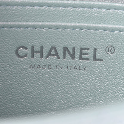 Chanel Iridescent Calfskin Quilted Mini Rectangular Flap Light Blue 6 of 9