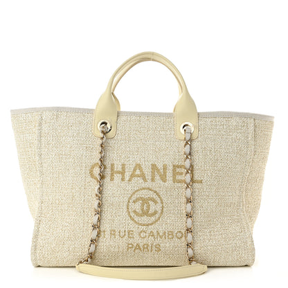 Chanel Mixed Fibers Calfskin Medium Deauville Tote Light Beige 1 of 11