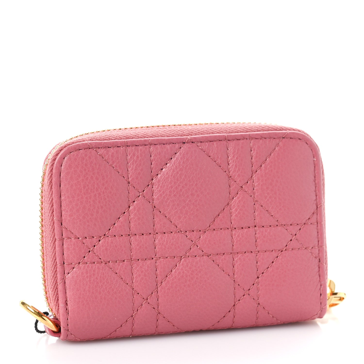 Christian Dior Grained Calfskin Supple Cannage Caro Compact Zipped Wallet Pink Yarrow 3 of 8