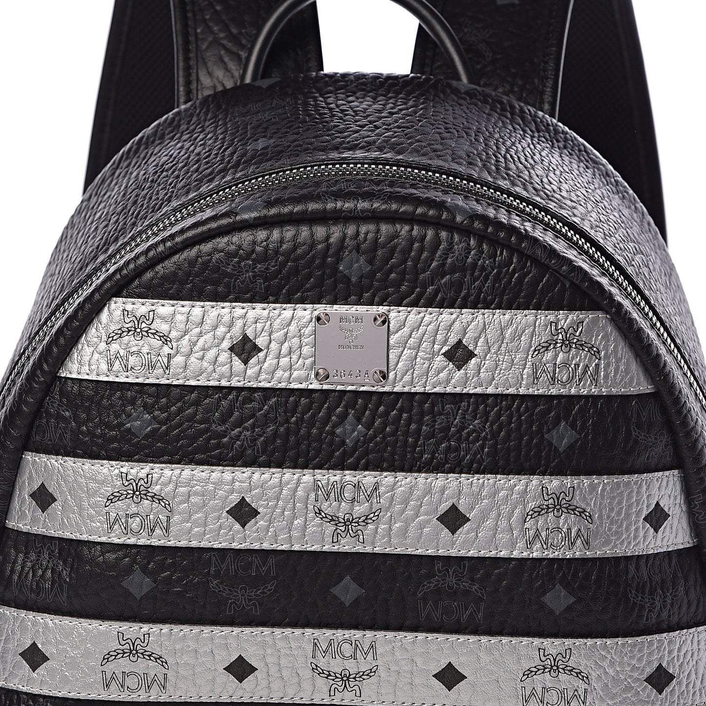 Metallic Visetos Striped Medium Stark Backpack Silver Black