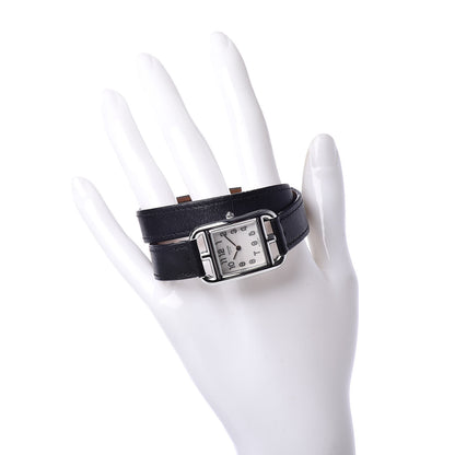 Hermes Stainless Steel Barenia 23mm Cape Cod Double Tour Quartz Watch Noir 2 of 7