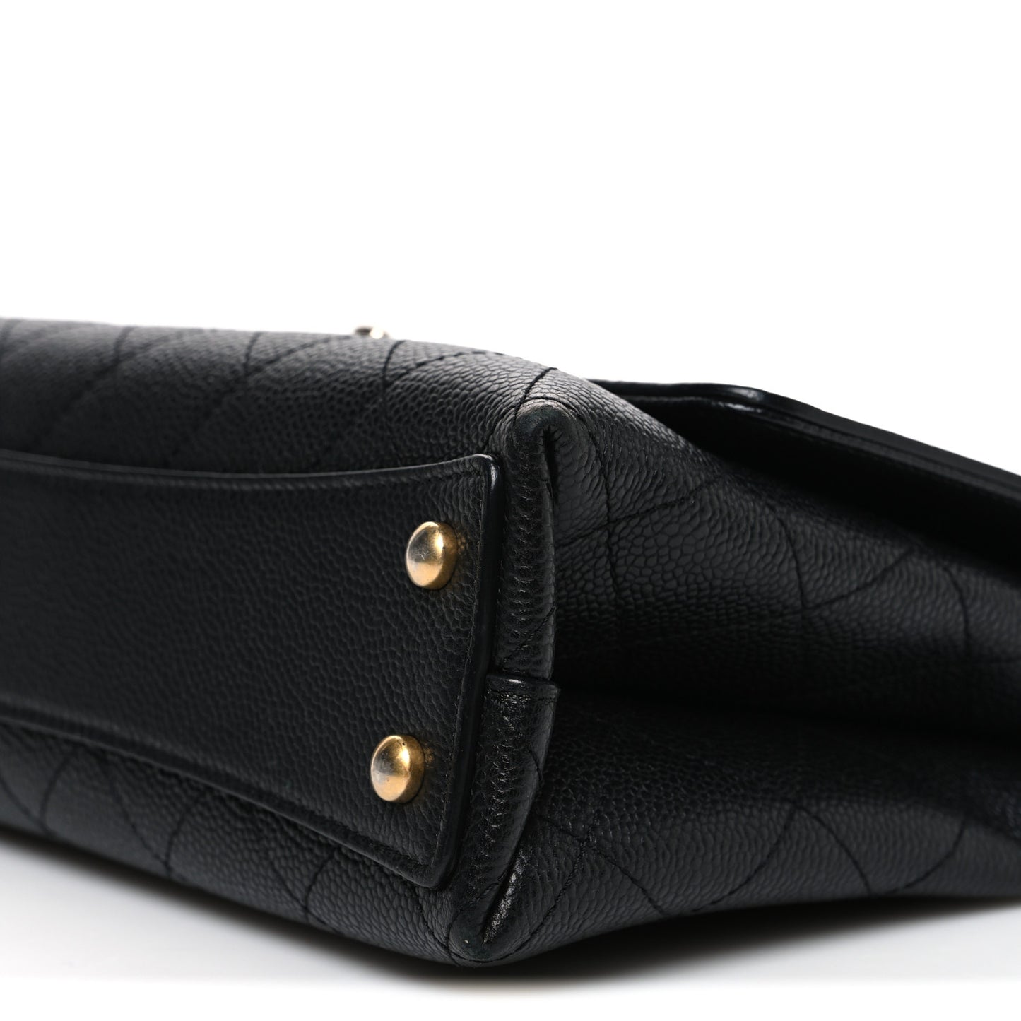 Caviar Diamond Stitched Small Top Handle Flap Black