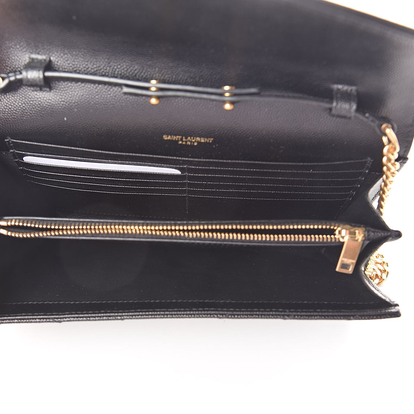 Grain De Poudre Matelasse Chevron Monogram Chain Wallet Black