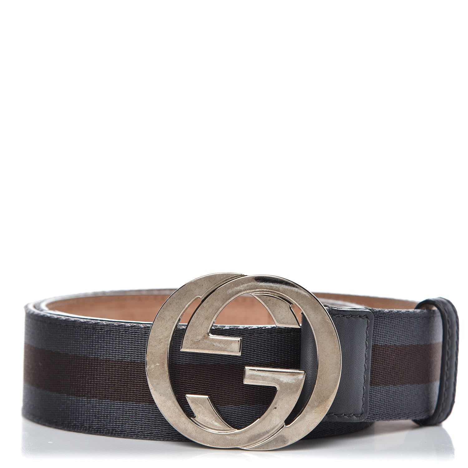 Gucci Canvas Web Interlocking G Belt 95 38 Brown Gray 1 of 8