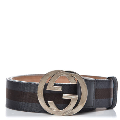 Gucci Canvas Web Interlocking G Belt 95 38 Brown Gray 1 of 8