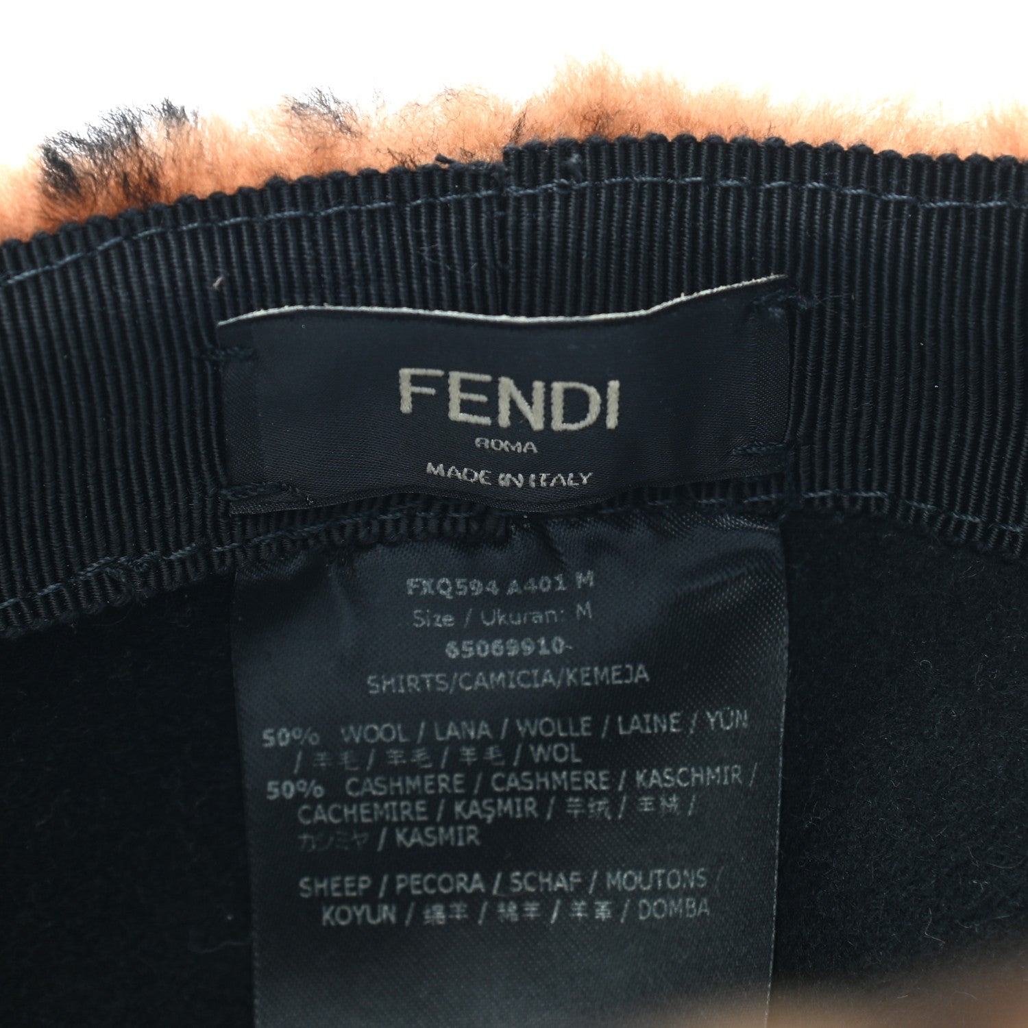 Fendi Shearling Macro FF 1974 Cap Tobacco 8 of 9