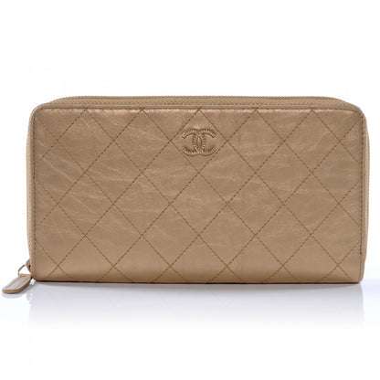 Chanel Calfskin Large Zip Around Wallet Gold 1 of 9