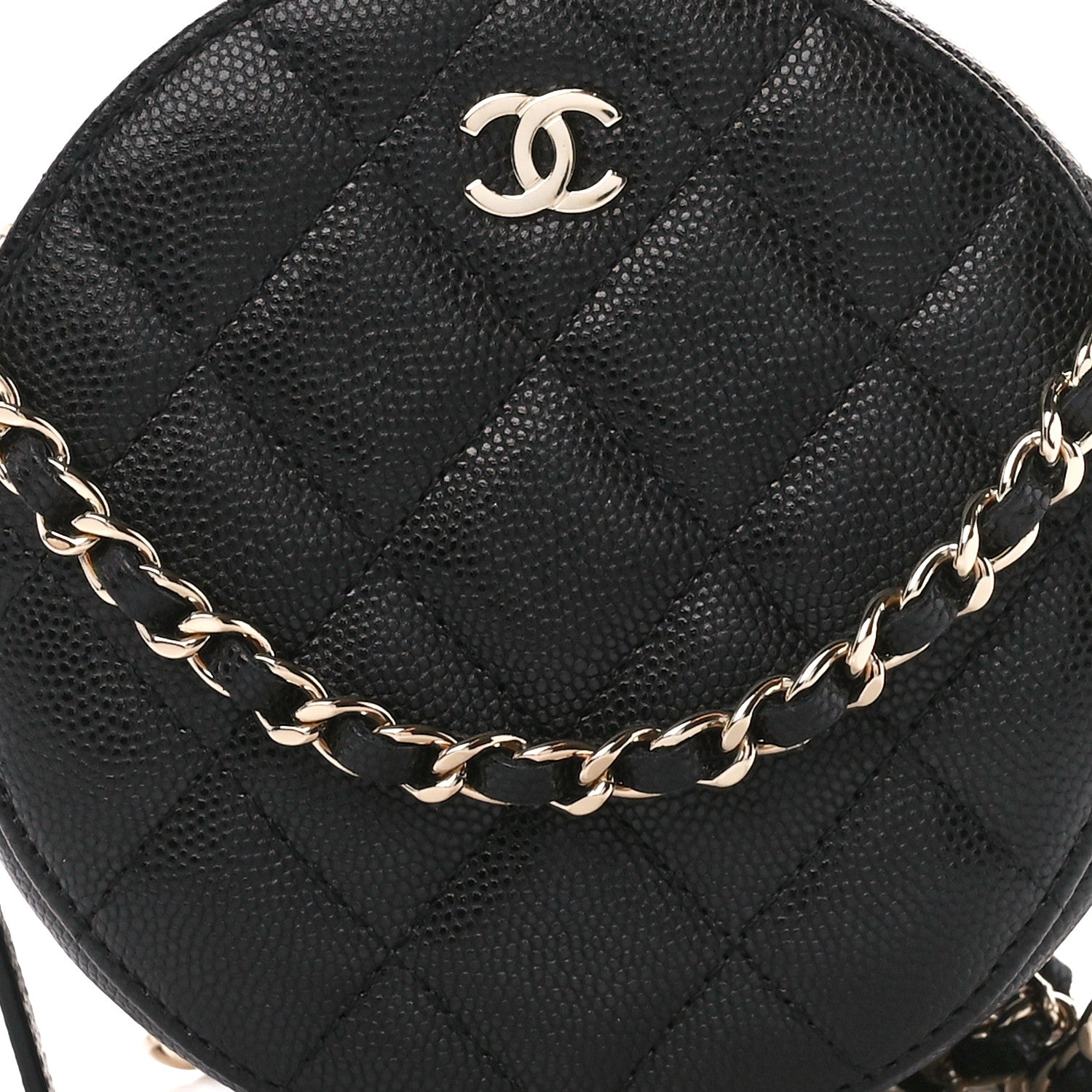 Chanel Caviar Quilted Round Clutch With Chain Black 8 of 10