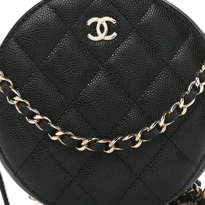 Chanel Caviar Quilted Round Clutch With Chain Black 8 of 10