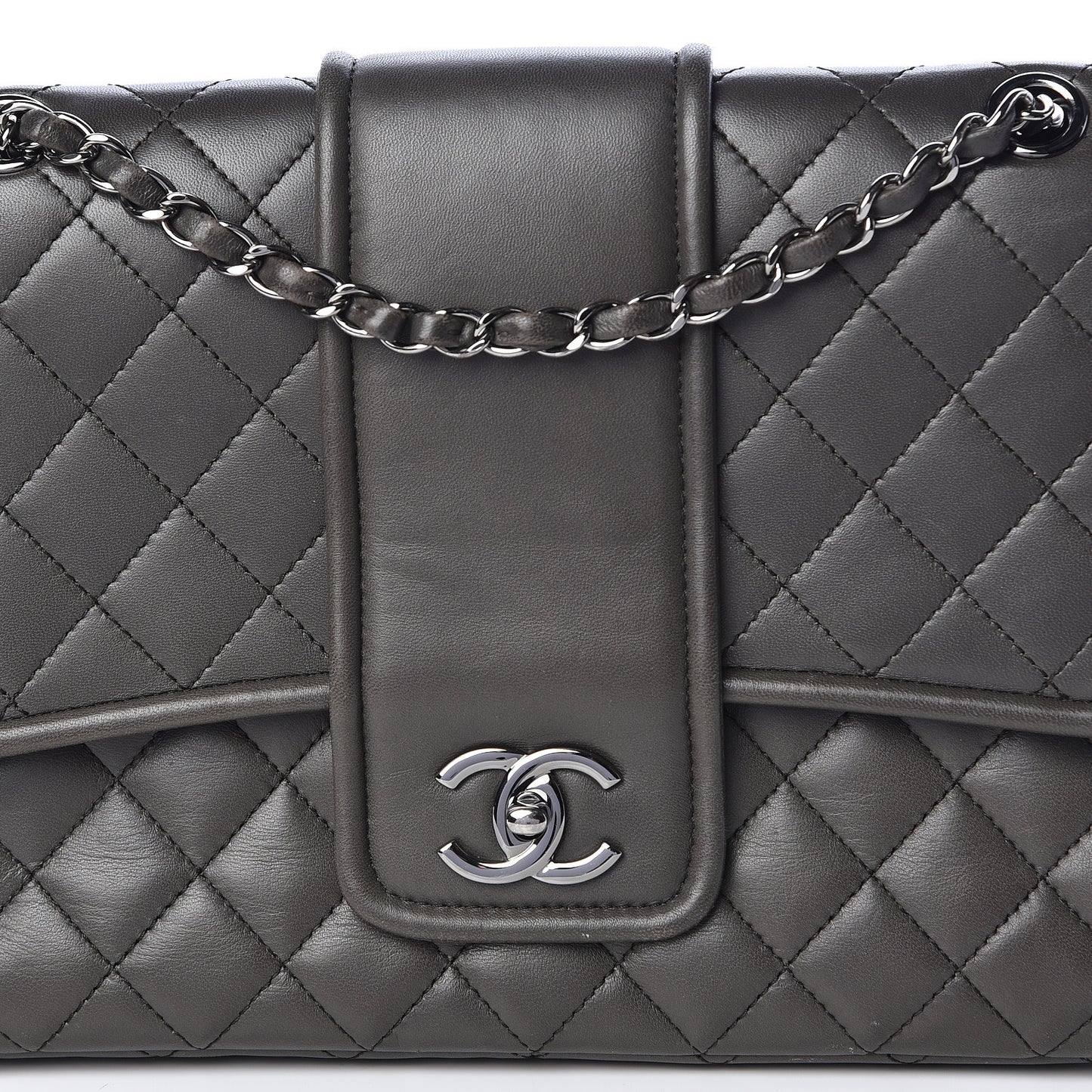 Lambskin Quilted Elementary Chic Flap Grey
