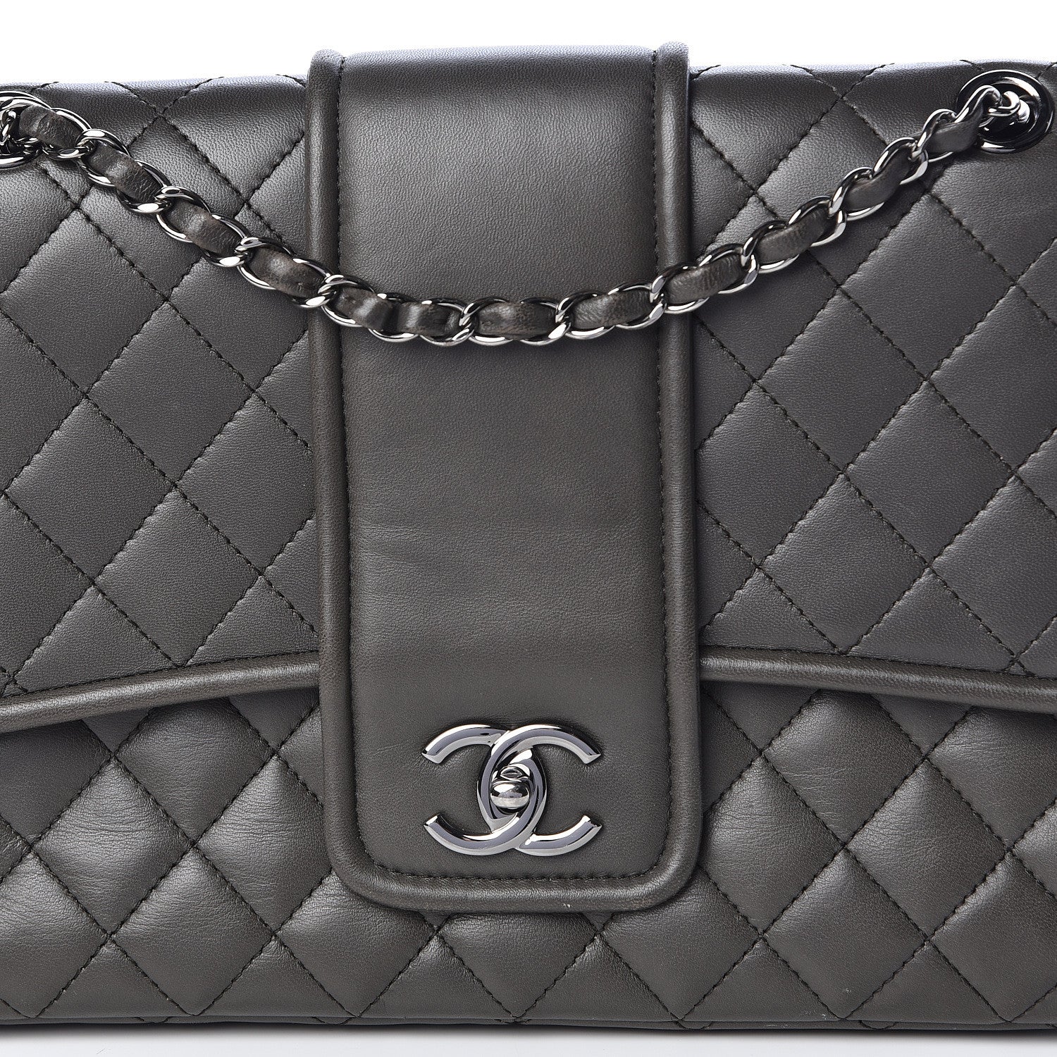 Chanel Lambskin Quilted Elementary Chic Flap Grey 15 of 18