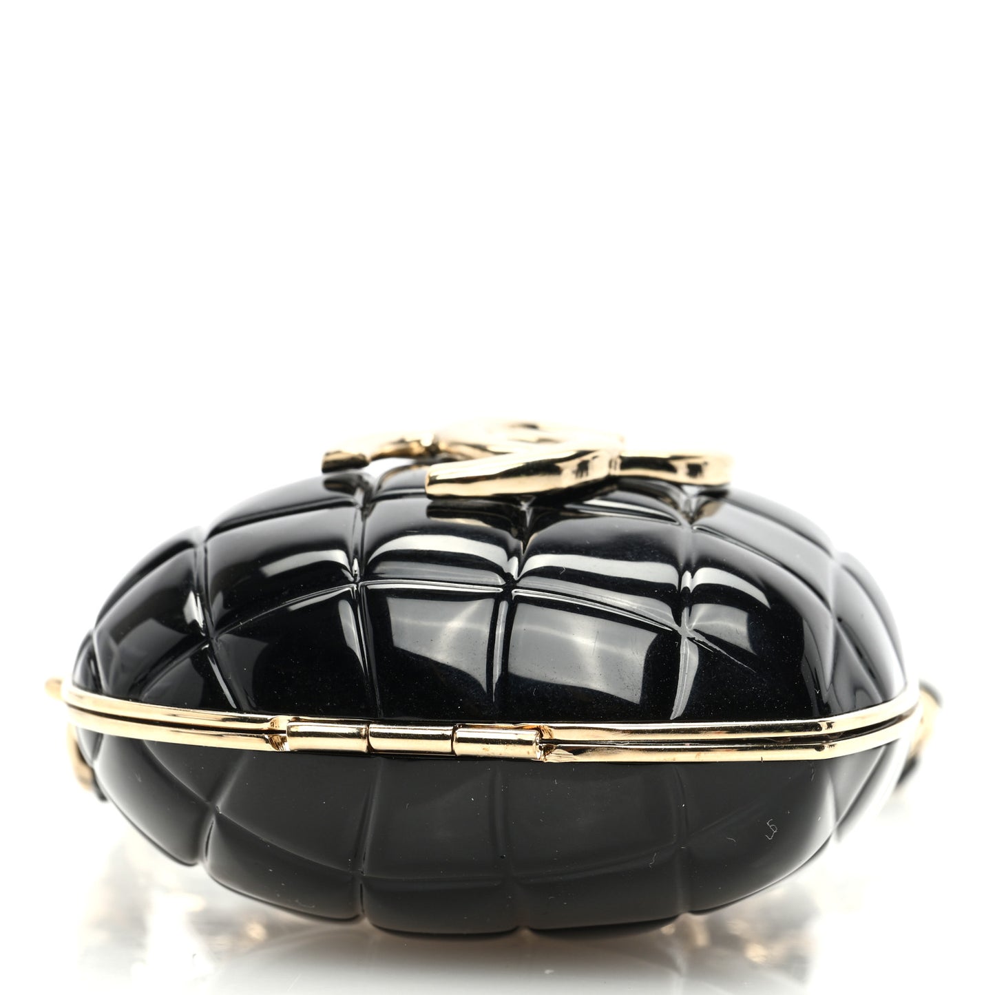 Resin CC Heart Crossbody Locket Necklace Gold Black