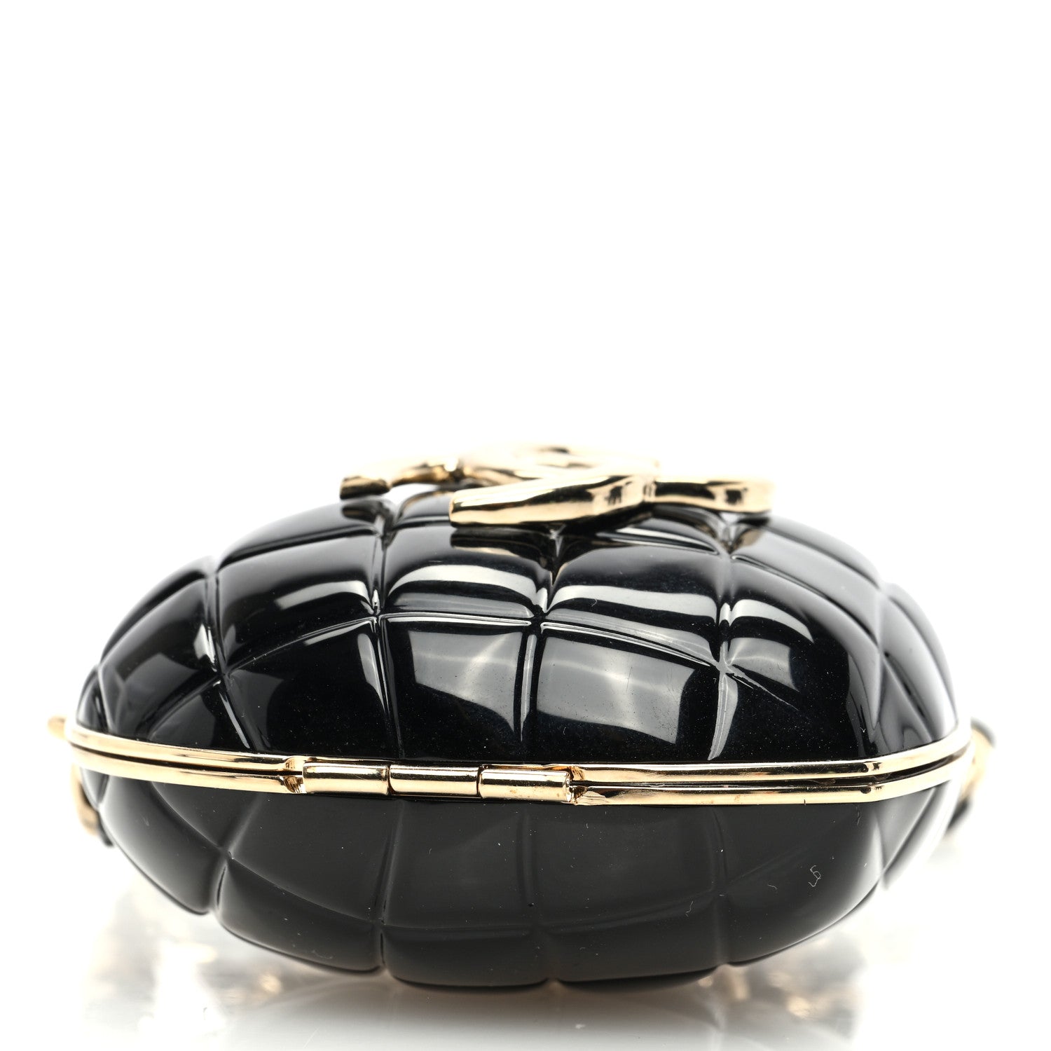 Chanel Resin CC Heart Crossbody Locket Necklace Gold Black 4 of 8
