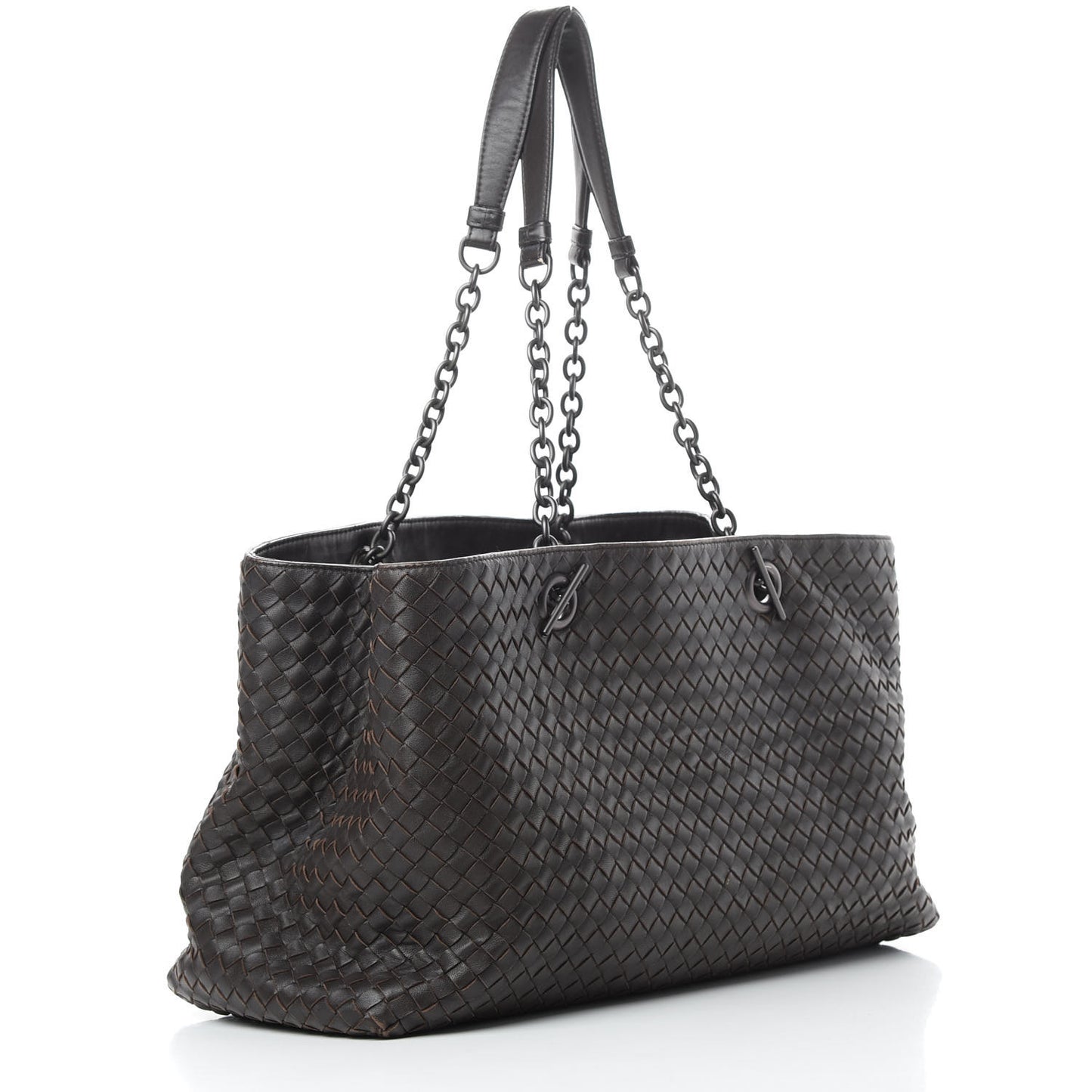 Nappa Intrecciato Large Classic Chain Strap Tote Ebano