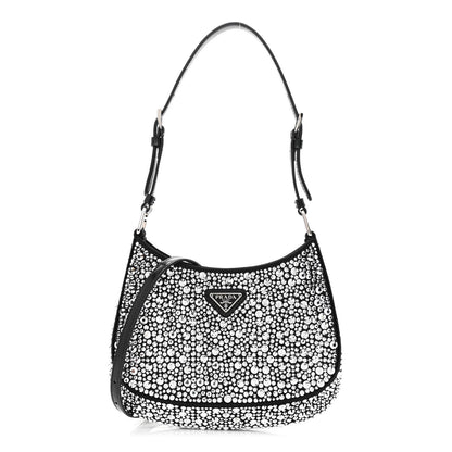 Prada Satin Crystal Cleo Adjustable Strap Shoulder Bag Metal 1 of 11