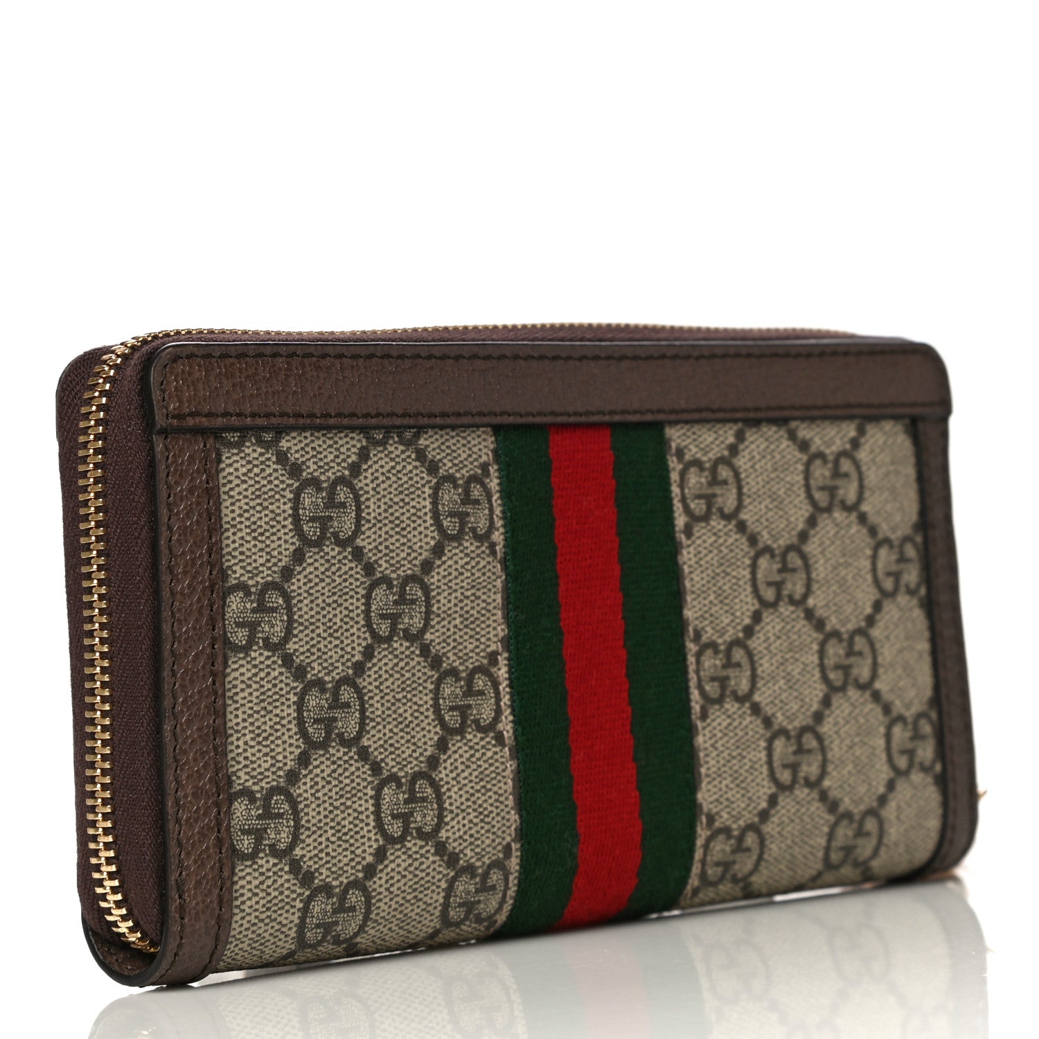 Gucci GG Supreme Monogram Web Ophidia Zip Around Wallet Brown 3 of 11